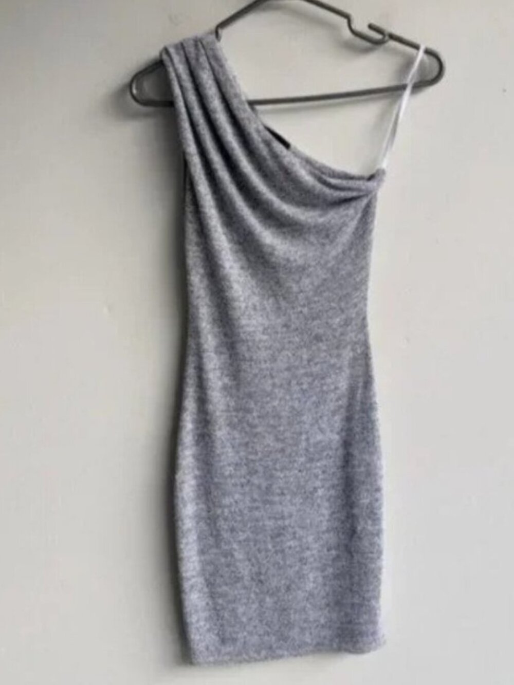 Aritzia Wilfred one shoulder gray bodycon mini dress